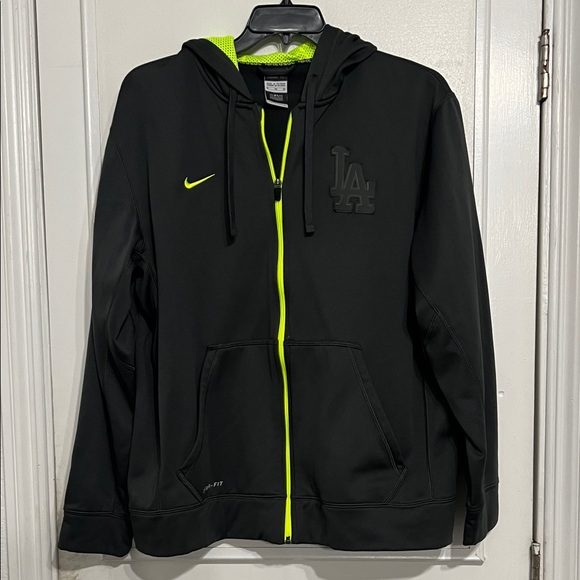Nike Dodgers LA Dark Grey and Neon Yellow Performance Jacket - Picture 1 of 7